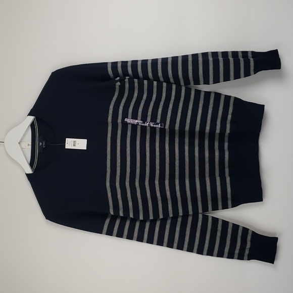 Gap NWT Engineer Striped Navy Sweater Size XS 100% Cotton - Picture 1 of 9